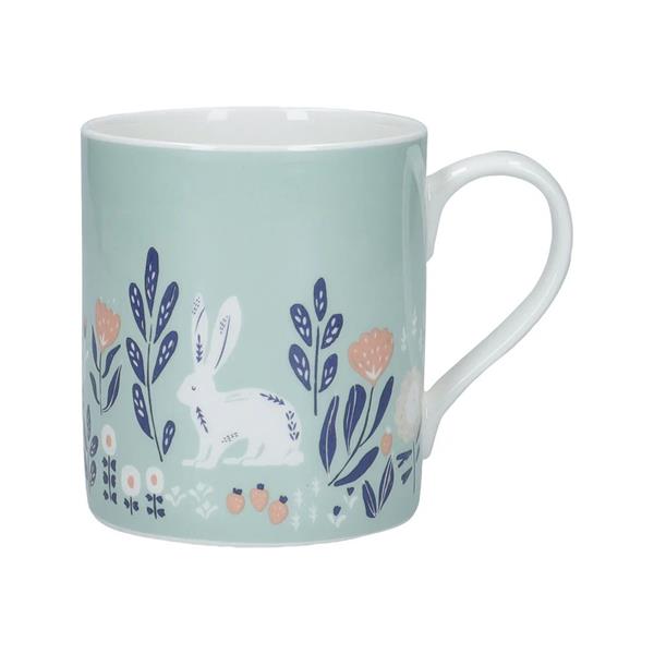 KitchenCraft Fine Bone China Woodcut Rabbit 330ml Can Mug | KCMCAN173