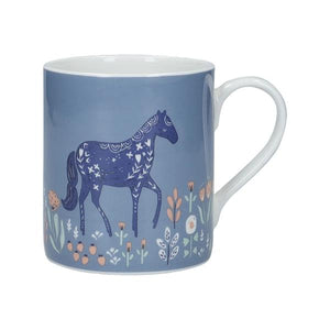 KitchenCraft Fine Bone China Woodcut Horse 330ml Can Mug | KCMCAN175