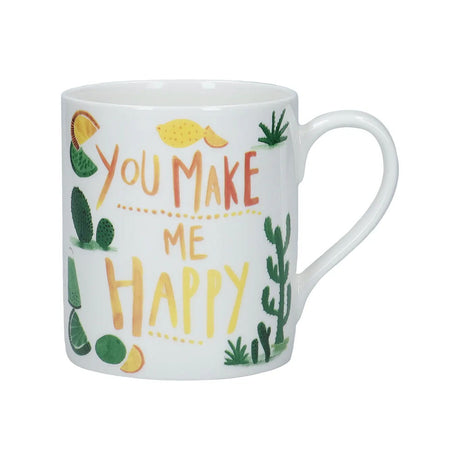 KitchenCraft Fine Bone China "You make me happy" 330ml Can Mug | KCMCAN177