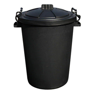 Polytech 50 Litre Dustbin Rubbish Bin with Lid - Black | 0287-32