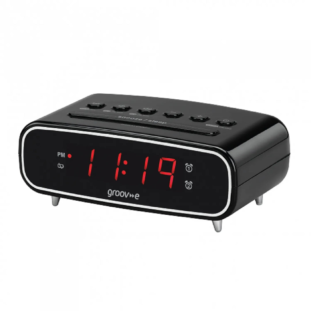 Groove Rise Digital Alarm Clock with FM Radio | GVCR05BK