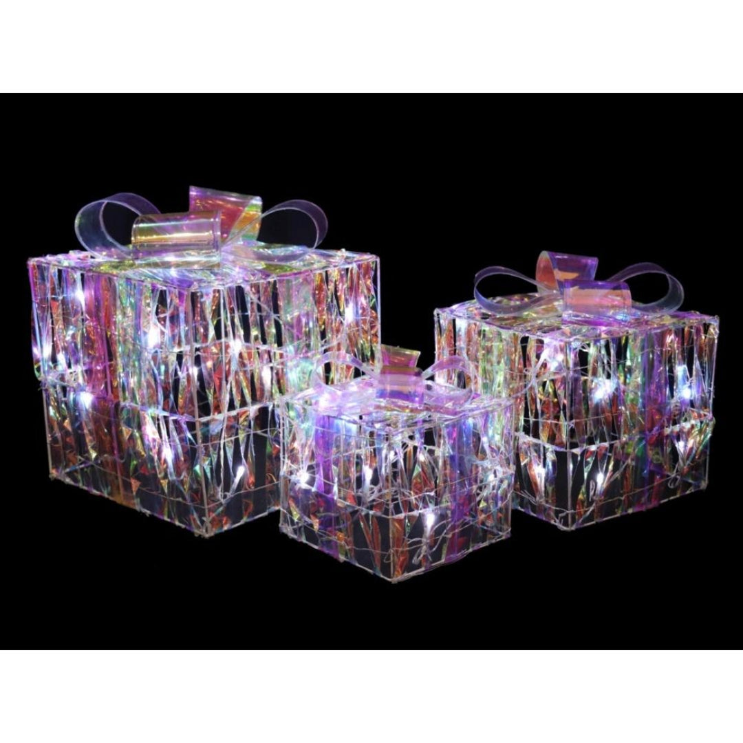 Norfolk Leisure LED Set of 3 Iridescent Parcels - 15cm, 20cm, 25cm | 51028-X1