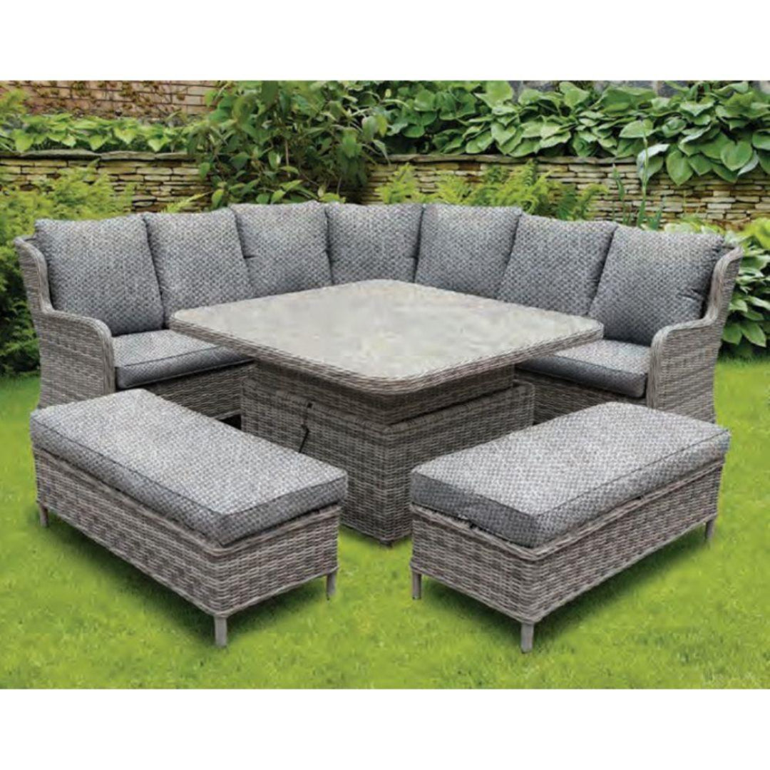 Norfolk Leisure Yates Large Corner Adjustable Garden Furniture Dining Set