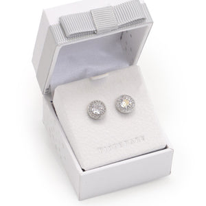 Tipperary Crystal Round Earrings Pave Set Surround - Silver | 107069