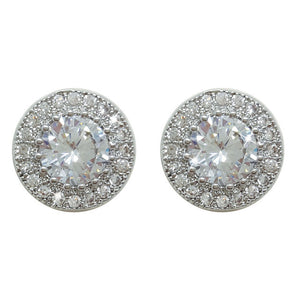 Tipperary Crystal Round Earrings Pave Set Surround - Silver | 107069