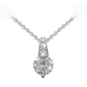 Tipperary Crystal Round Stone Pendant with Pave Bale - Silver | 107090