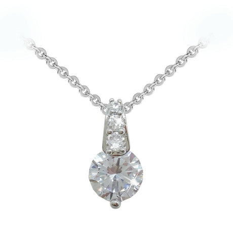 Tipperary Crystal Round Stone Pendant with Pave Bale - Silver | 107090