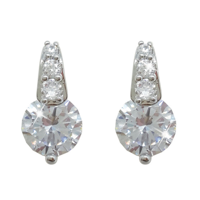 Tipperary Crystal Silver Round Stud Earrings With Pave Bale | 107106