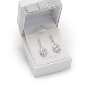 Tipperary Crystal Silver Pear Shape Earrings - White | 107144