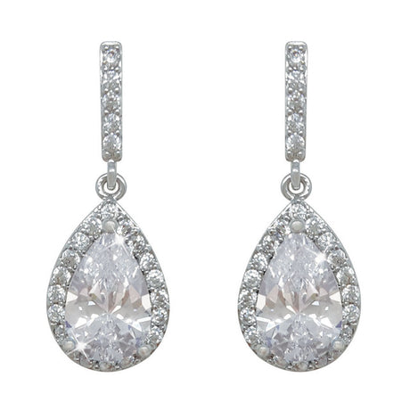 Tipperary Crystal Silver Pear Shape Earrings - White | 107144