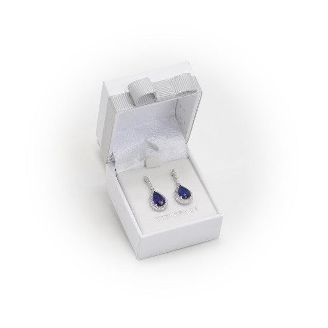 Tipperary Crystal Silver Pear Shape Earrings - Blue | 107151