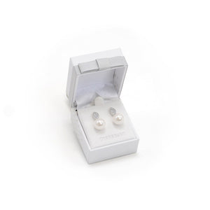 Tipperary Crystal Silver Pearl Earrings With Clear Stone | 107168