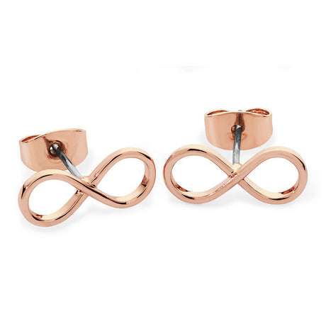 Tipperary Crystal Simple Infinity Stud Earrings - Rose Gold | 109193