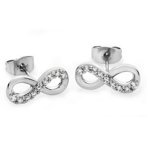 Tipperary Crystal Part Stone Set Infinity Stud Earrings - Silver | 109292