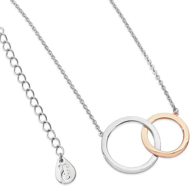 Tipperary Crystal Interlocking Circles Pendant - Silver and Rose Gold | 109384