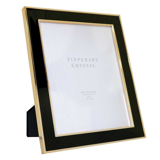 Tipperary Crystal Black Enamel Photo Frame with Rose Gold Edging 8 x 10 | 110366