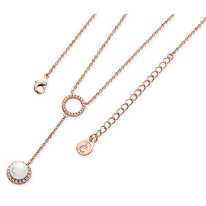 Tipperary Crystal Crystal Circle Pearl Drop Necklace -  Rose Gold | 117983