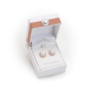 Tipperary Crystal CZ Circle With Pearl Earrings - Rose Gold | 118096