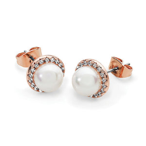 Tipperary Crystal CZ Circle With Pearl Earrings - Rose Gold | 118096