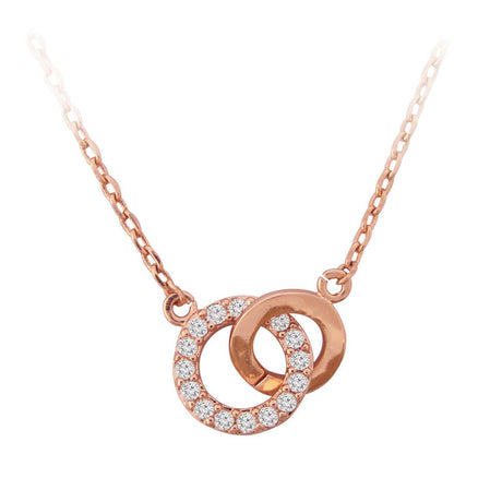 Tipperary Crystal Polished & Crystal Circle Pendant - Rose Gold | 123618