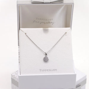 Tipperary Crystal White Simple CZ Disc Drop Pendant - Silver | 123632