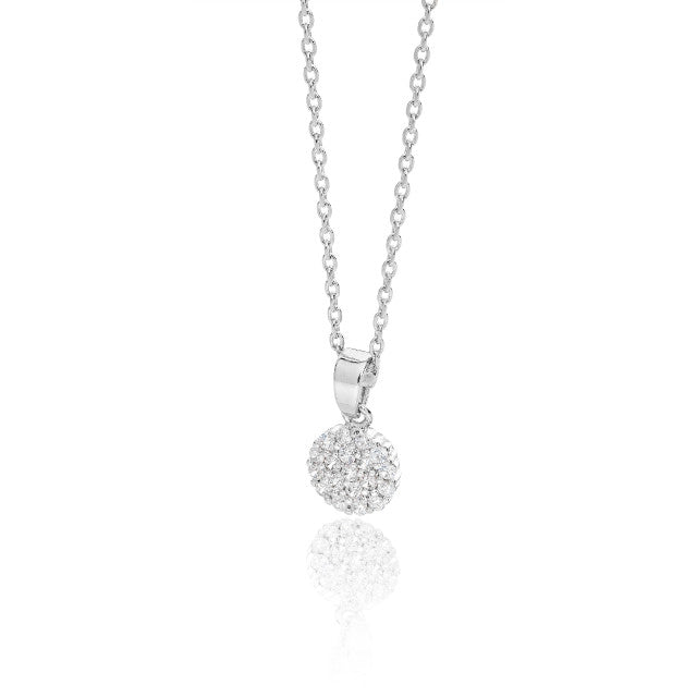 Tipperary Crystal White Simple CZ Disc Drop Pendant - Silver | 123632