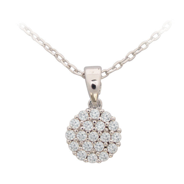 Tipperary Crystal White Simple CZ Disc Drop Pendant - Silver | 123632