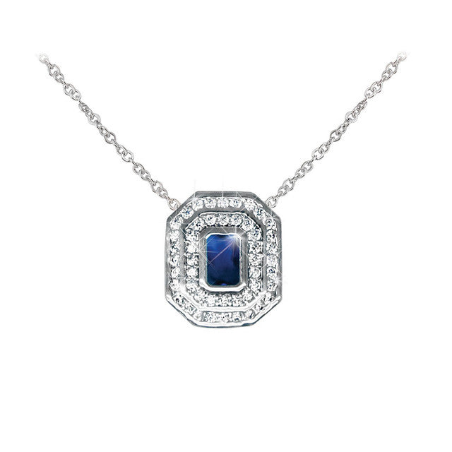 Tipperary Crystal Pendant Sapphire & White Stone Surround - Silver | 123717