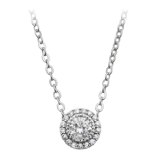 Tipperary Crystal Stud CZ With Pave Surround Pendant - Silver | 123816