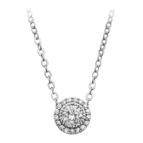 Tipperary Crystal Stud CZ With Pave Surround Pendant - Silver | 123816