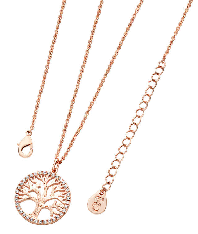 Tipperary Crystal Tree Of Life Necklace & CZ Circumference - Rose Gold | 129986