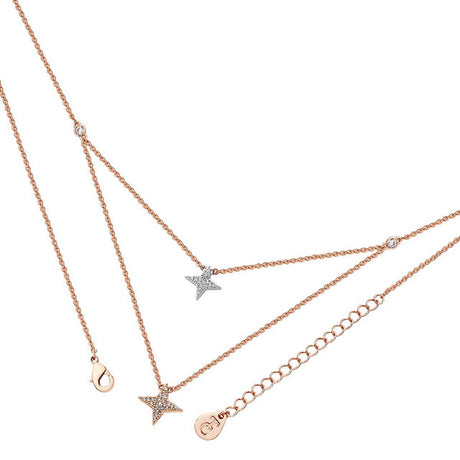 Tipperary Crystal Double Floating Pave Star Necklace - Rose Gold | 130036