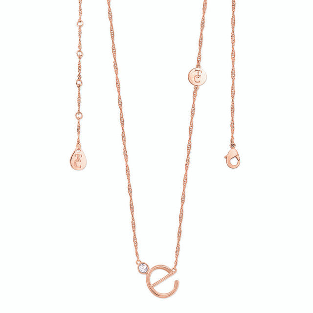 Tipperary Crystal Letter "E" Pendant - Rose Gold | 141667