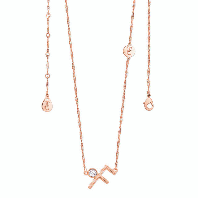 Tipperary Crystal Letter "F" Pendant - Rose Gold | 141674