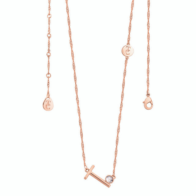 Tipperary Crystal Letter "T" Pendant - Rose Gold | 141803