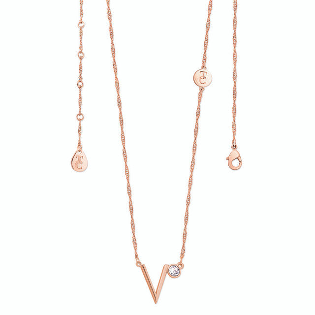 Tipperary Crystal Letter "V" Pendant - Rose Gold | 141810