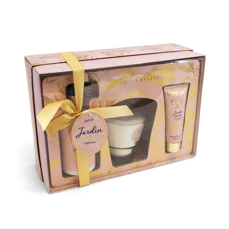 Tipperary Crystal Jardin Wild Roses Candle and Handcream Tube & Pump Gift Set | 146471