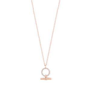 Tipperary Crystal CZ Set Circle & Bar Pendant - Rose Gold | 152656