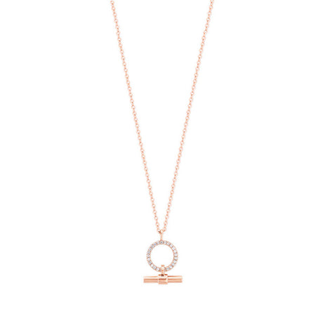 Tipperary Crystal CZ Set Circle & Bar Pendant - Rose Gold | 152656