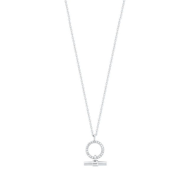 Tipperary Crystal CZ Set Circle and Bar Pendant - Silver | 152663