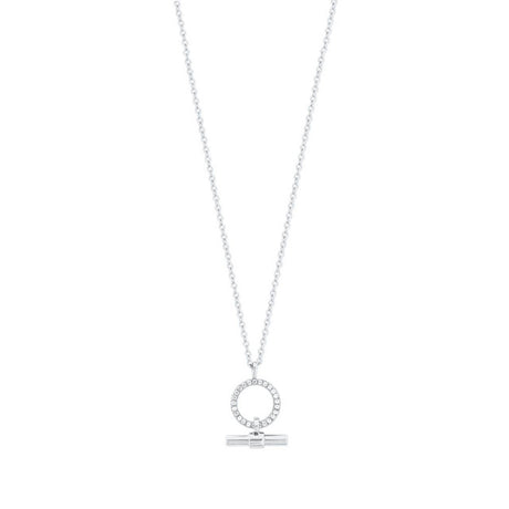 Tipperary Crystal CZ Set Circle and Bar Pendant - Silver | 152663