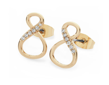 Tipperary Crystal 8 Shape Infinity Stud Earrings - Gold | 166776