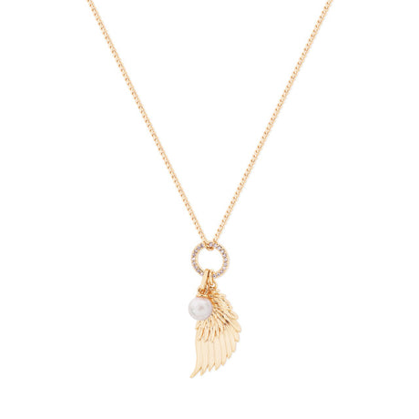 Tipperary Crystal Angel Wing Crystal and Pearl Pendant - Gold | 167780