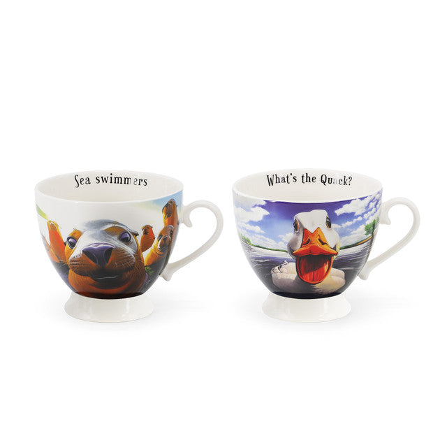 Eoin O Connor Beyond the Herd Cappuccino Mug Set of 2 - Duck / Seal | 169296