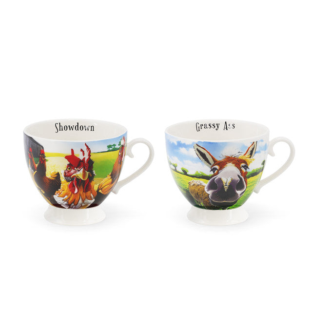 Eoin O Connor Beyond the Herd Cappuccino Mug Set of 2 - Hen / Donkey | 169302