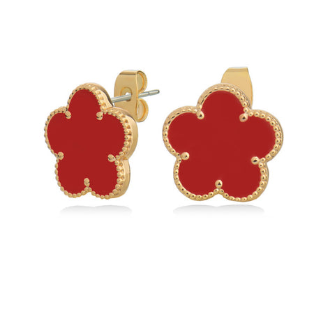 Tipperary Crystal Le Fleur Collection Red Earrings - Yellow Gold | 171008