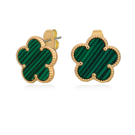 Tipperary Crystal Le Fleur Collection Green Earrings - Yellow Gold | 171107