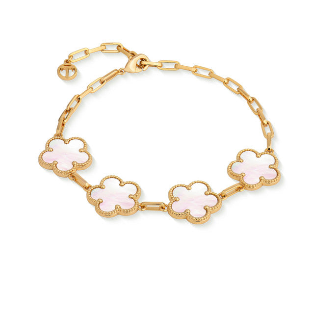 Tipperary Crystal Le Fleur Collection Mop Bracelet 4 Charm - Yellow Gold | 171565