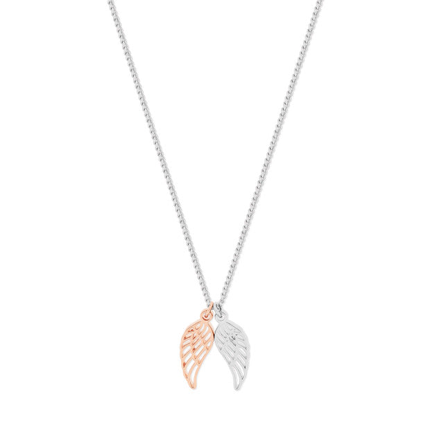 Tipperary Crystal Angel Wings Pendant - Rose Gold and Silver | 172357