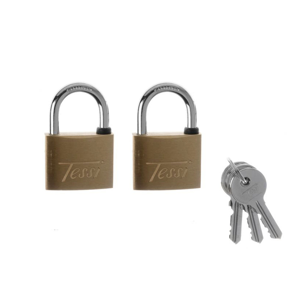 Tessi 50mm Keyed Alike Solid Brass Padlock Twin Pack | TELMT50